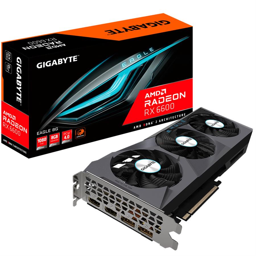 Placa de Video Gigabyte Radeon RX 6600 Eagle OC WINDFORCE 3X 8GB GDDR6