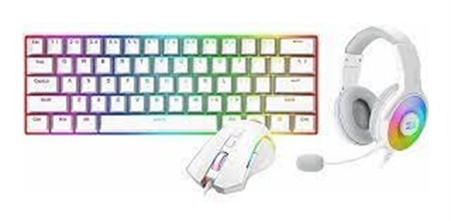 Kit Redragon Essentials S129 Mous Tec. Aur. RGB White 60% RED