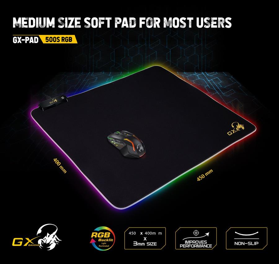 Mouse Pad Gx Gaming Genius 500s Rgb