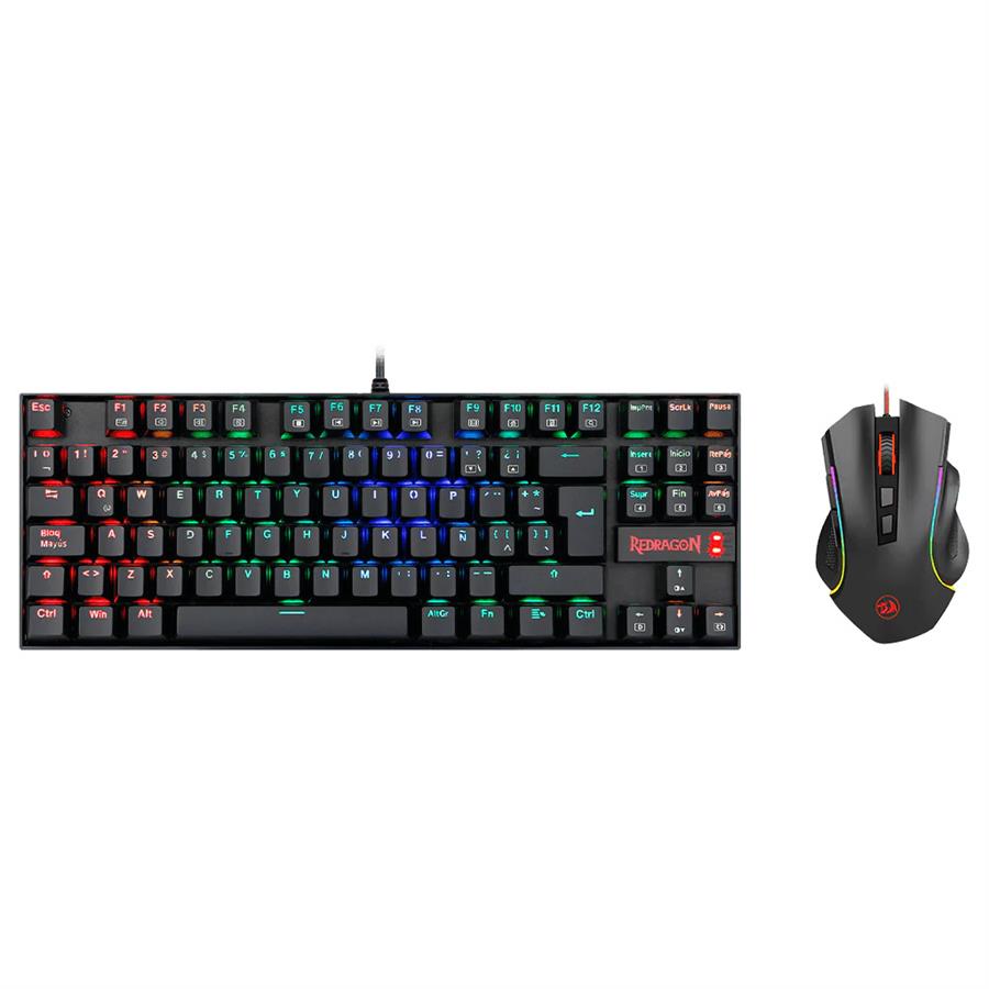 Kit Teclado Mecánico BLUE y Mouse Redragon K552RGB-BA Black 80% Ñ