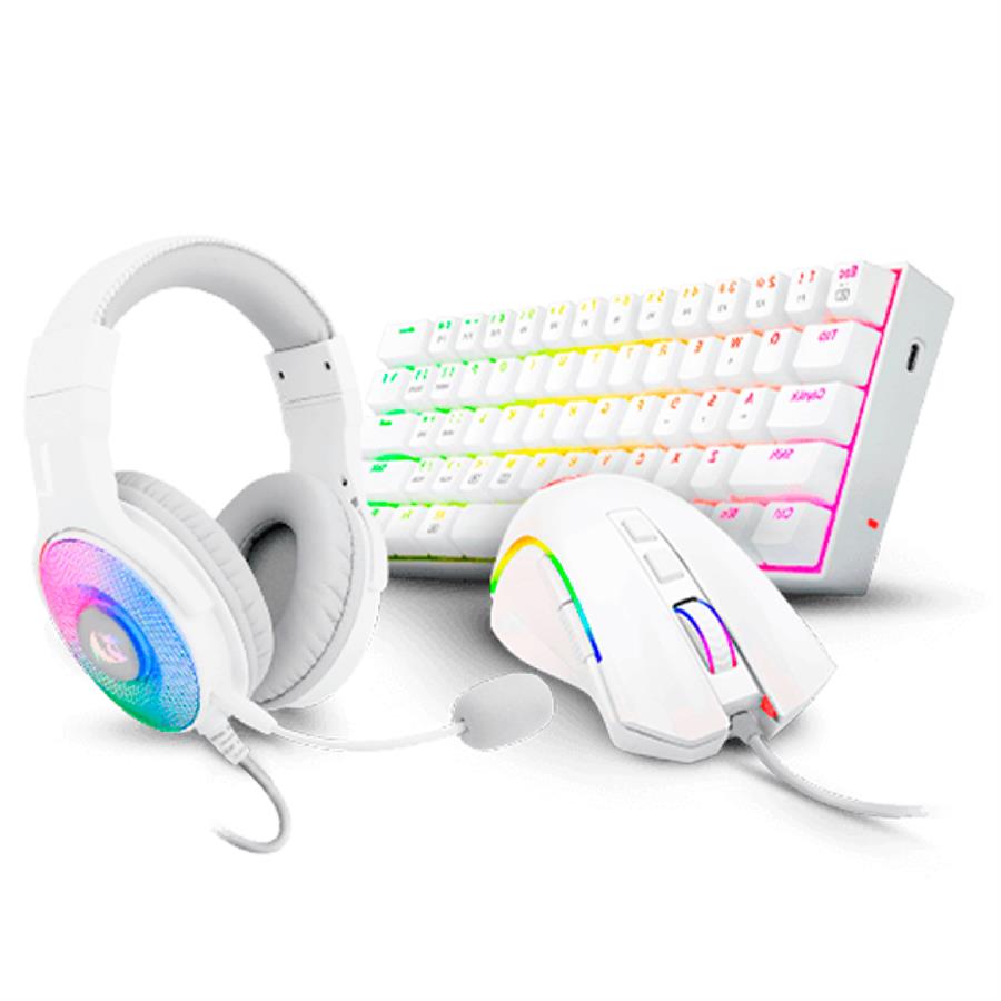 Kit Redragon Essentials S129 Mous Tec. Aur. RGB White 60% RED