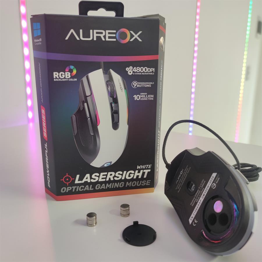 Mouse Aureox Laser Sight RGB Blanco