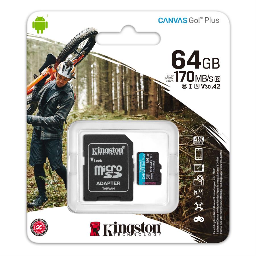 Micro SD Kingston CANVAS Go Plus 64GB V30 4K