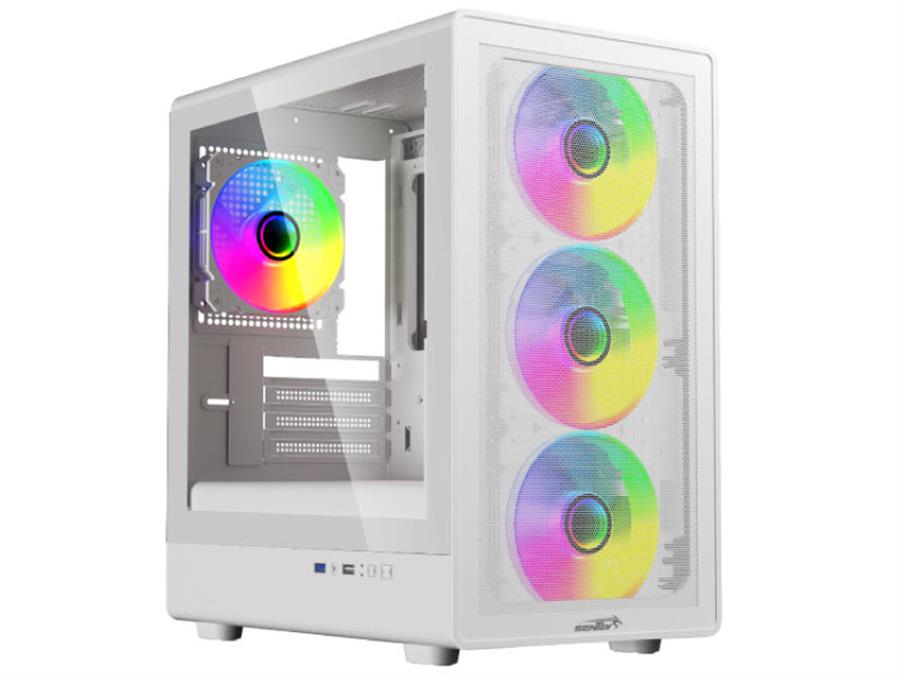 Gabinete SENTEY M25 WHT-SF (+4 FAN ARGB) Blanco