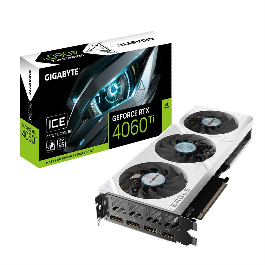 Placa de Vídeo GIGABYTE Nvidia RTX 4060TI EAGLE ICE 8GB (WHITE)