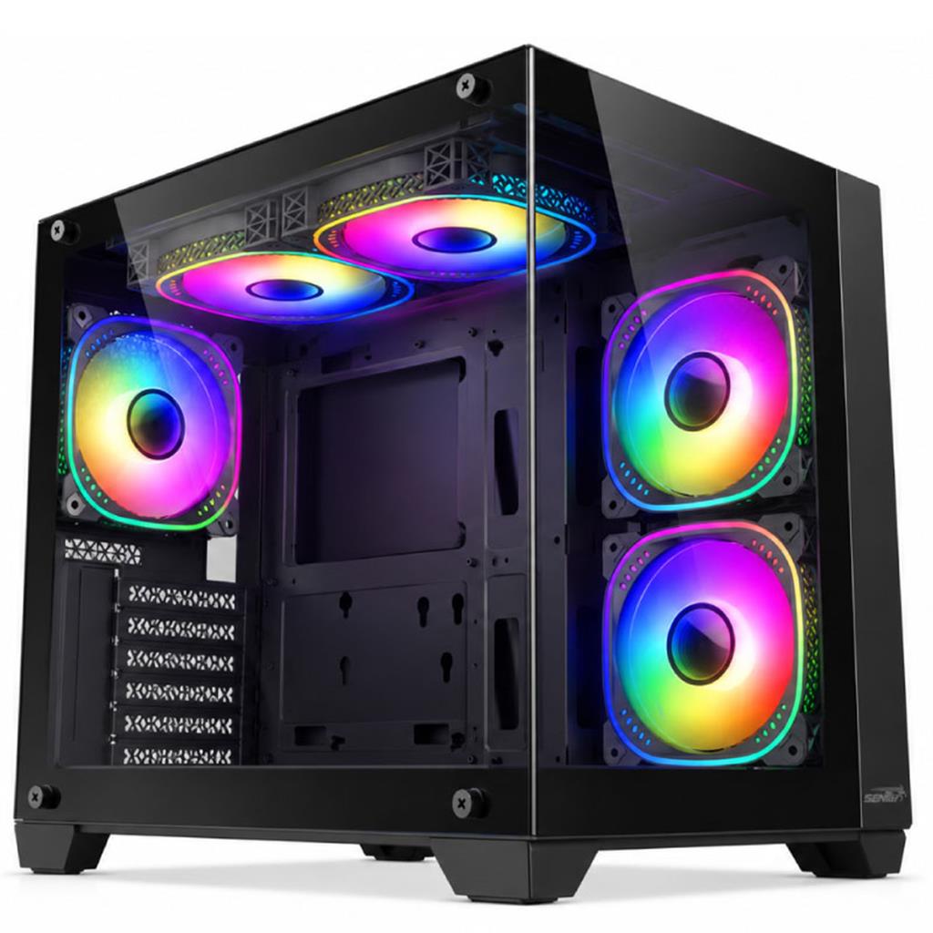 Gabinete SENTEY A10 Micro BLACK (+5 Fan ARGB)