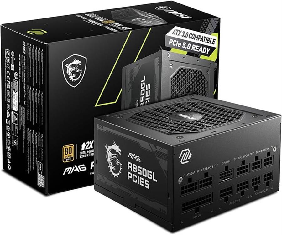 Fuente Certificada MSI Mag 80+ Gold 850W + PCIE 5.0