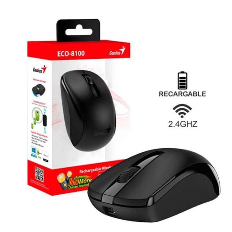 Mouse Genius ECO-8100 Wireless Negro | RECARGABLE