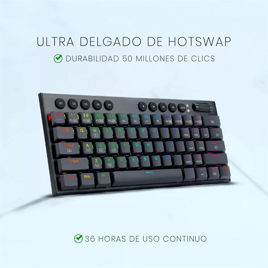 Teclado Mecánico Redragon Horus K632 Mini PRO Black Red Switch Ingles