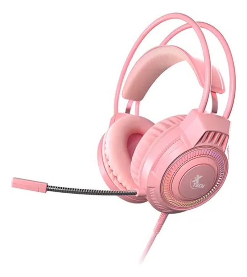 Auriculares- X-TECH KHIONE + MIC GAMER USB ROSA