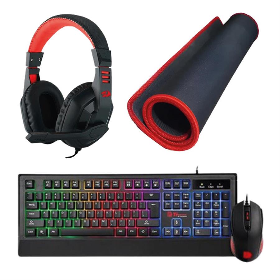Kit 4 en 1 Thermatake Teclado + Mouse | Red Dragon Auris | Pad XXL