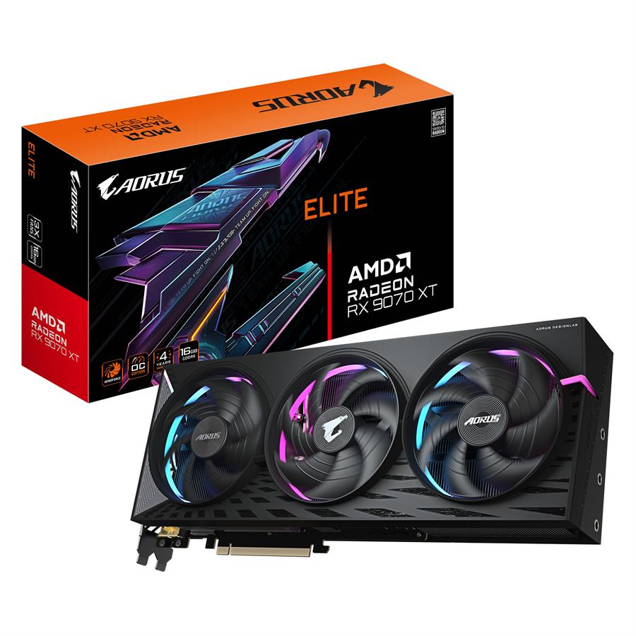 Placa de Video AMD GIGABYTE AORUS RX 9070 XT Elite 16GB