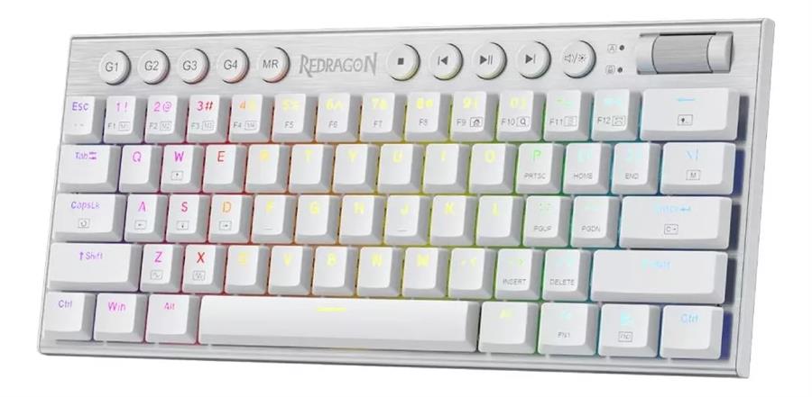 Teclado Mecánico Redragon Horus K632W Mini PRO White Red Switch  INALÁMBRICO Ñ