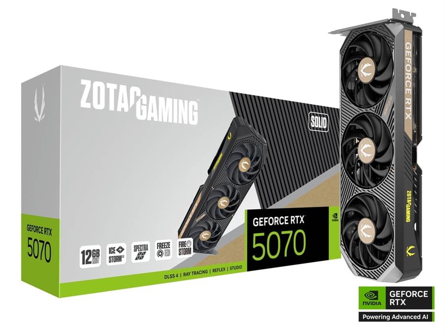 Placa de Video ZOTAC GeForce RTX 5070 12Gb SOLID OC