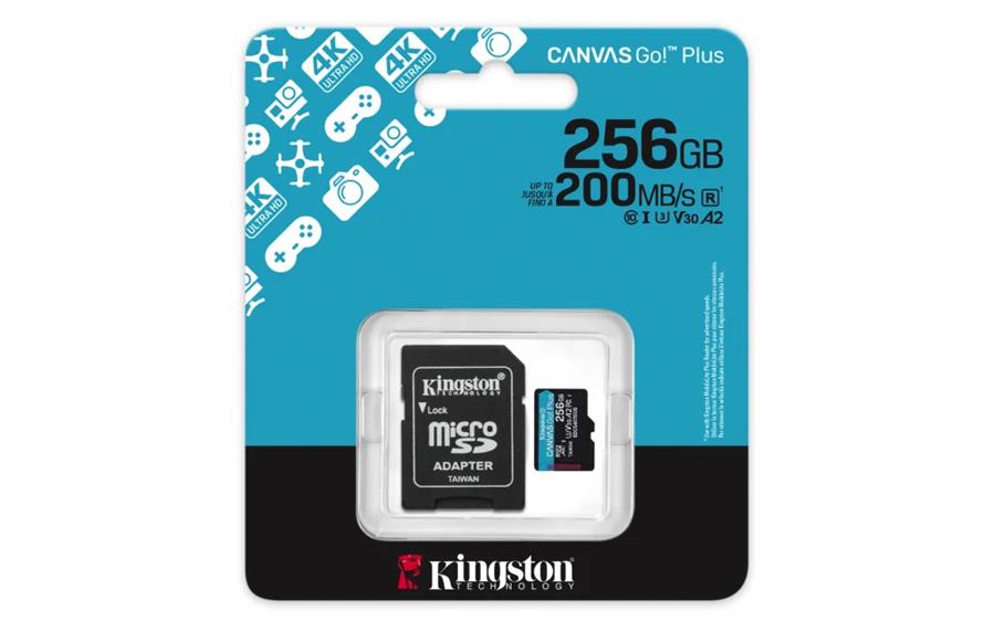 Micro SD Kingston CANVAS Go Plus | V30 | 4K | 256GB